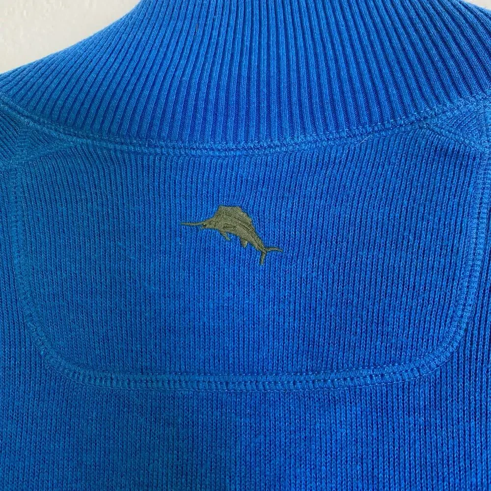 Tommy Bahama Reversible Blue Green Quarter Zip Sweater Size L